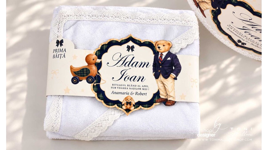 Set Prima Băiță după Botez Băiat – Paddington Bear London, stil Ralph Lauren 20